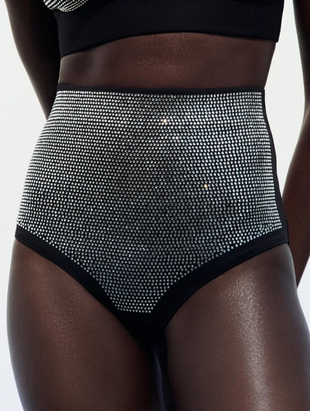ZARA⛓️‍💥 High Waisted Rhinestone Bikini Bottom SIZE M